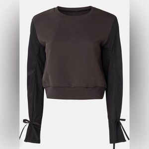3.1 Phillip Lim French Terry Sweatshirt with Poplin Sleeve Ties